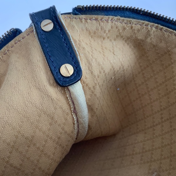 Vintage Gucci bag in navy blue suede and leather, early 1980s - Picture 10 of 11